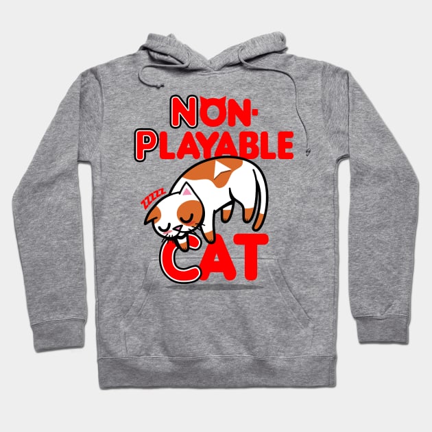 Cute Kawaii Funny NPC Meme Cat Gaming Inspired Gift For Gamers And Cat Lovers Hoodie by Originals By Boggs